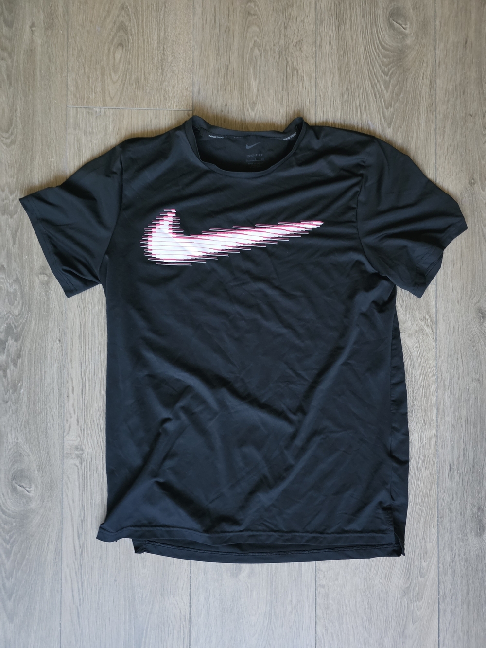Nike Black Short-Sleeve Tee with Pink Swoosh